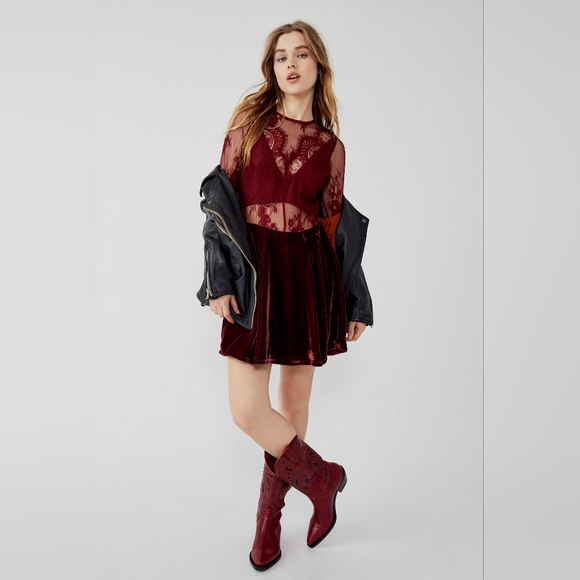 Free People Marlie Lace Velvet Mini Dress Size XL - Picture 15 of 15